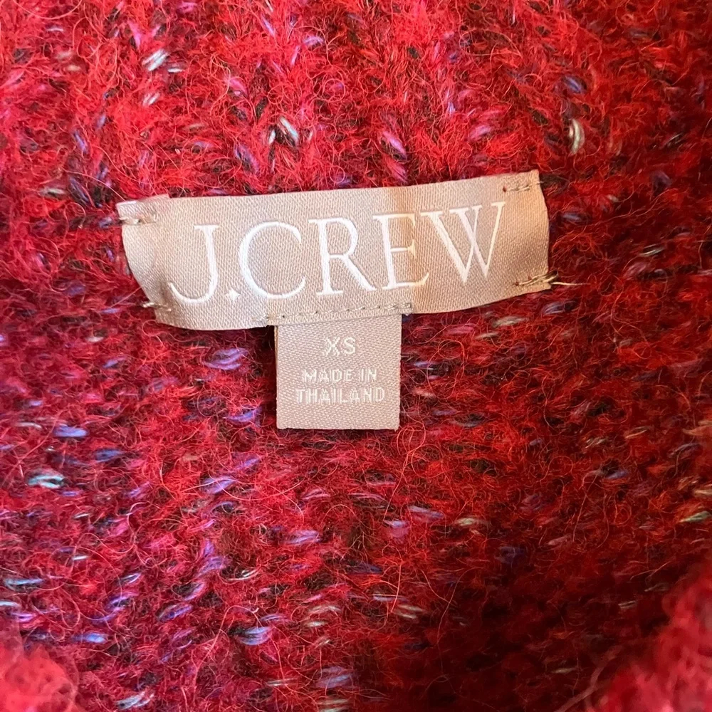 J.Crew Red Marled Alpaca Wool Blend Crewneck Sweater XS Curved Hem
